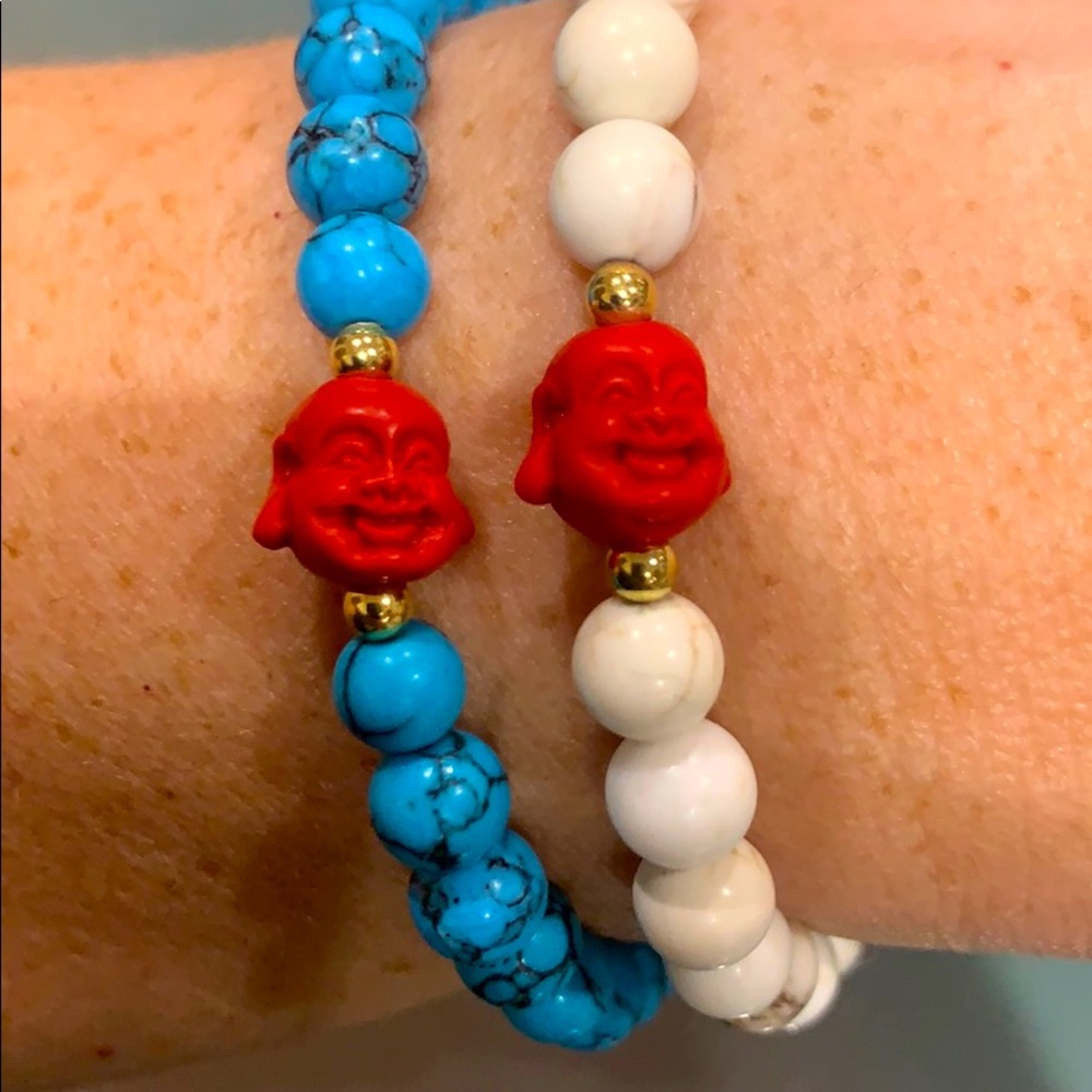 Happy Buddha howlite mala bracelet